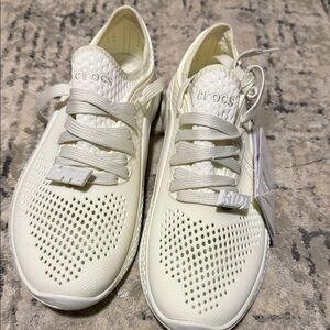 CROCS Cream Perforated Sneakers